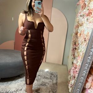 BROWN CUT OUT DRESS